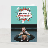 Pap Superheld Cartoon Speech Bubble Fathers day Ca Kaart (Voorkant)