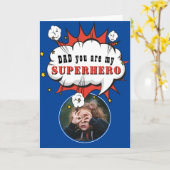 Pap Superheld Cartoon Speech Bubble Fathers day Kaart (Gele Bloem)