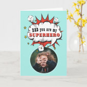 Pap Superheld Cartoon Speech Bubble Fathers day Kaart (Gele Bloem)