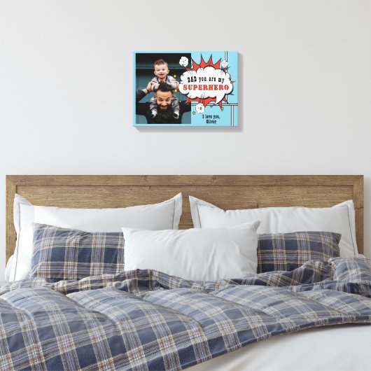 Pap Superheld Comic Speech Bubble Foto Canvas Afdruk (Insitu (Slaapkamer))