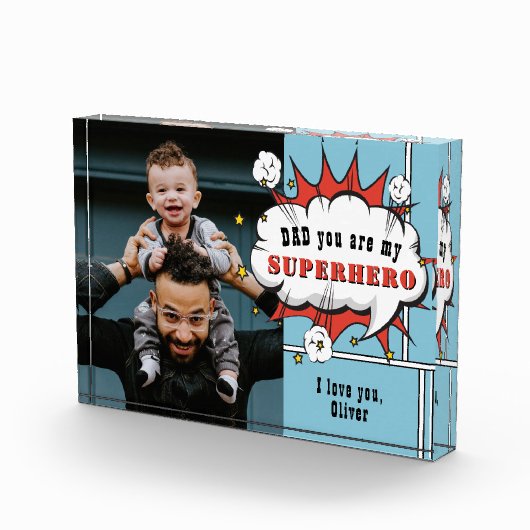 Pap Superheld Comic Speech Bubble Photo Block Fotoblokken (Rechts)