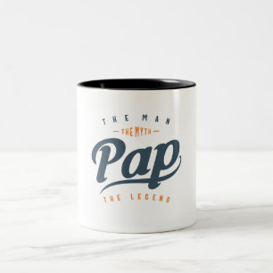 Pap the Man Myth Legend Funny Vaderdag Tweekleurige Koffiemok