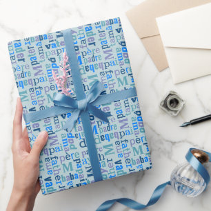 Pap Typografie Blue Fathers Day of Birthday Cadeaupapier