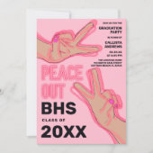 Pap uit Schoolroze Neon Lights Graduparty Kaart (Voorkant)