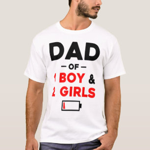 Pap van 1 jongen 2 meisjes Lage Batterij T-shirt