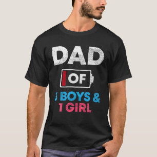 Pap van 3 jongens en 1 meisje batterij laag papa v t-shirt