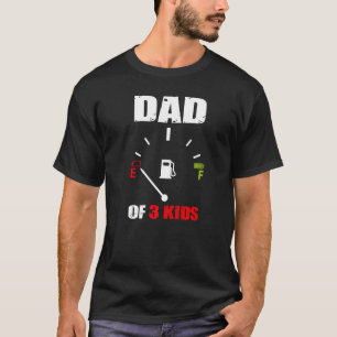 Pap van 3 Kinder  pap met lage Vaderdag T-shirt
