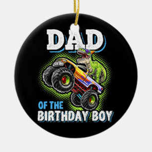 Pap van de Birthday Boy Dinosaur Monster Truck Keramisch Ornament