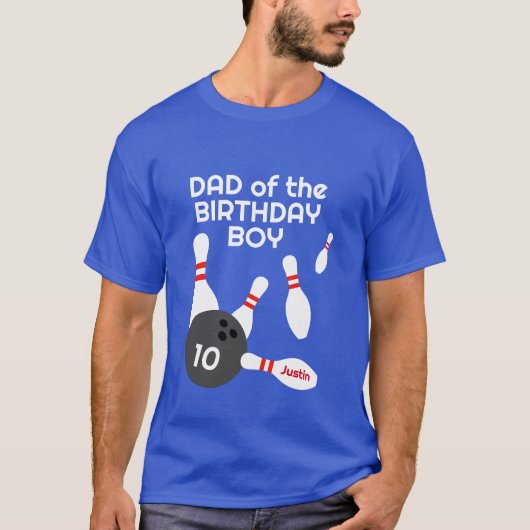 Pap van de BIrthday boy ouder bowling t shirt (Voorkant)