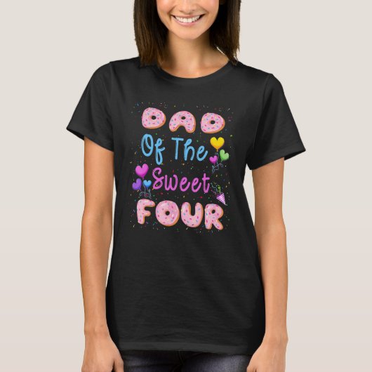 Pap van de vier zoete Donut Birthday party T-shirt (Voorkant)