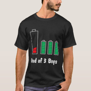 Pap van drie jongens, vader van drie seconden lage t-shirt