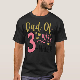 Pap van een 3e verjaardag Kind prinses met drie ki T-shirt