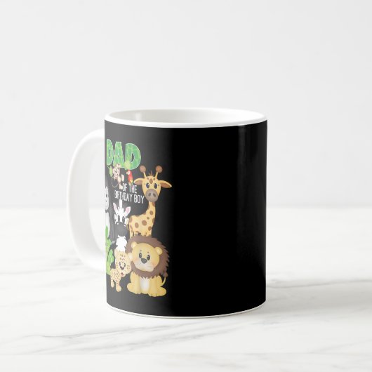 Pap van het Birthday Boy Oerwoud Safari Zoo Theme Koffiemok (Voorkant links)
