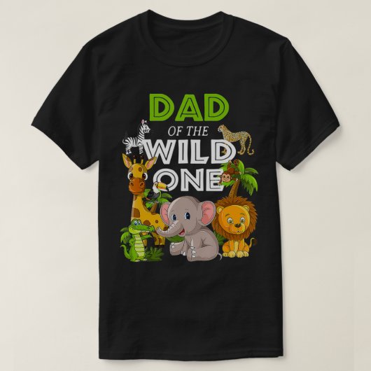 Pap van het wilde dierentuin Birthday Safari Oerwo T-shirt (Design voorkant)