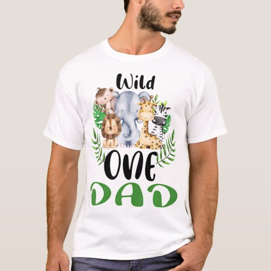 Pap van het Wilde One Zoo Birthday Safari Oerwoud T-shirt (Voorkant)