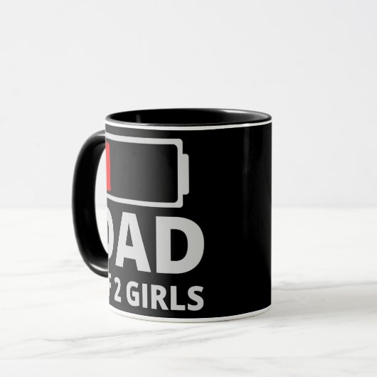 Pap van twee meisjes Funny Fathers Day of Birthday Mok (Voorkant links)
