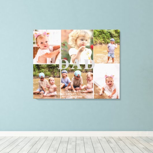 Pap We houden van je zes foto-collage Canvas Afdruk (Insitu (Houten vloer))