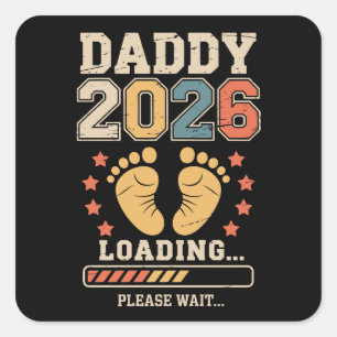 Papa 2026 Laadt Baby Aankondiging Verwacht Vader Vierkante Sticker