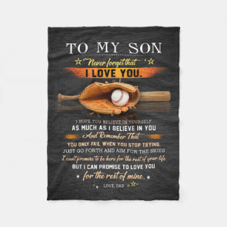 Papa aan mijn zoon gelooft in jezelf honkbal fleece deken