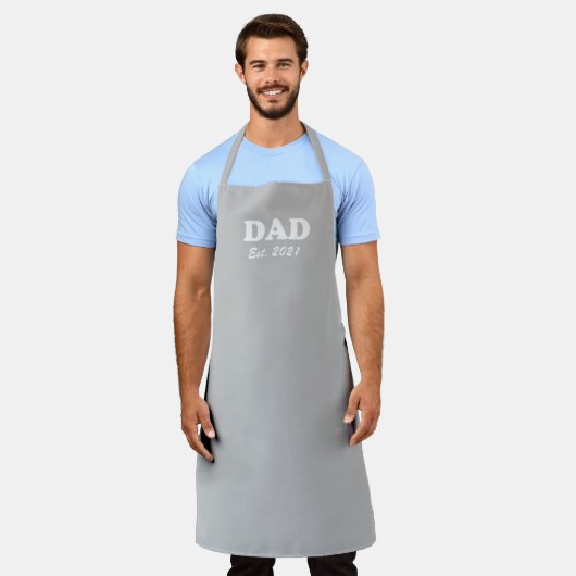 Papa Aangepast Gevestigde datum licht grijs grill Schort (Gedragen)