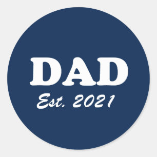 Papa, Aangepast Oost-datum Vaderdag marineblauw wi Ronde Sticker