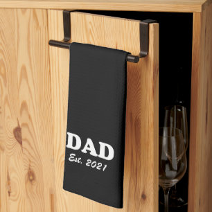 Papa, Aangepast Oost datum Vaderdag zwart-wit Theedoek