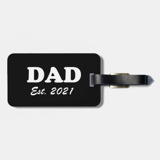 Papa Aangepast Versterkte datum zwart-wit modern Bagagelabel (Achterkant horizontaal)