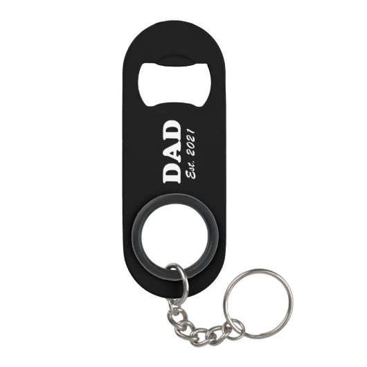 Papa Aangepast Versterkte datum zwart-wit modern Mini Flessenopener (Achterkant)