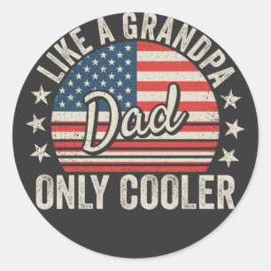 Papa als een opa Alleen koelere Amerikaanse vlag Ronde Sticker