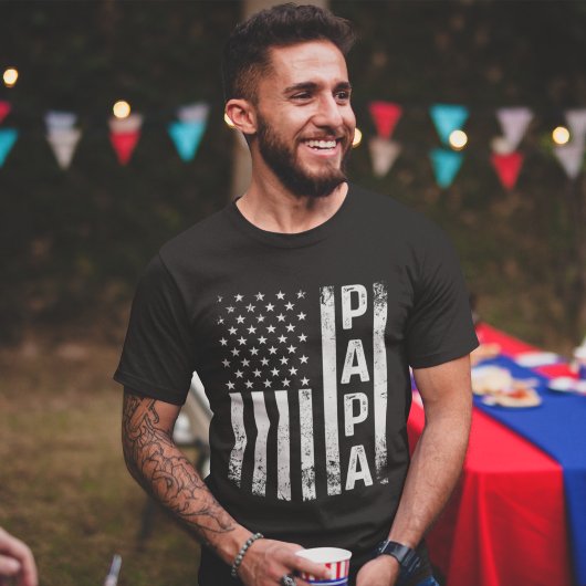 Papa American Flag Us Papa Father's day T-shirt