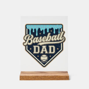 Papa Baseball Drippy Plaque de Base Vintage Vector