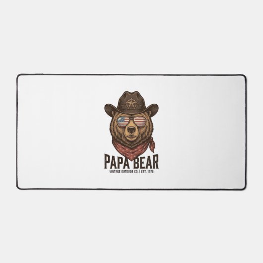 Papa Bear Cowboy Bear Patriotic Vintage Vector Des (Recto)