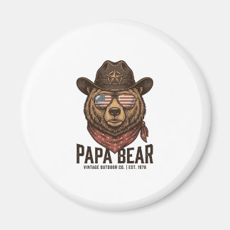 Papa Bear Cowboy Bear Patriotic Vintage Vector Des Magneet