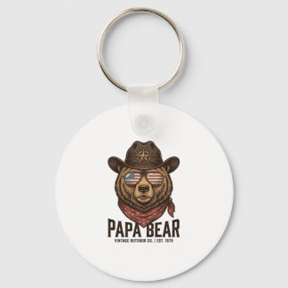 Papa Bear Cowboy Bear Patriotic Vintage Vector Des Sleutelhanger