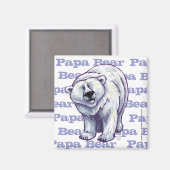 Papa Bear Polar Bear Magnet Carré (Recto/Verso)