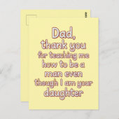 Papa bedankt dat je me hebt geleerd om een man te  briefkaart (Voorkant / Achterkant)