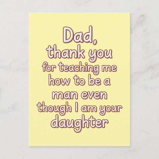 Papa bedankt dat je me hebt geleerd om een man te  briefkaart (Voorkant)