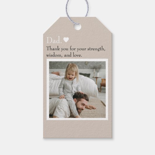 Papa, bedankt voor – Aangepaste foto & tekst | Cadeaulabel (Voorkant)