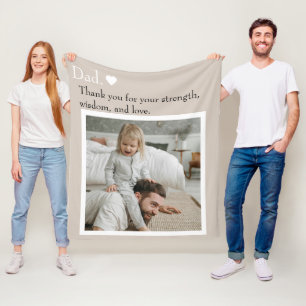 Papa, bedankt voor – Aangepaste foto & tekst Fleece Deken