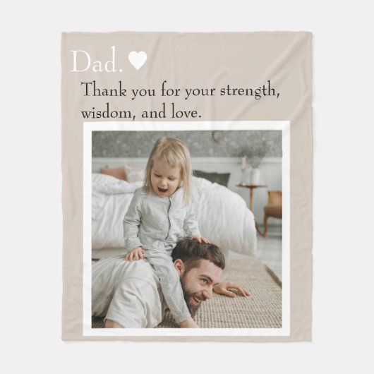 Papa, bedankt voor – Aangepaste foto & tekst | Fleece Deken (Voorkant)