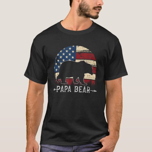 Papa Beer Amerikaanse vlag op 4 juli Vaderdag T-shirt (Voorkant)