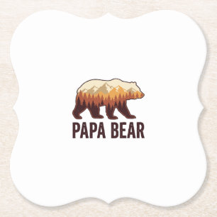Papa Beer Beer Silhouet Vintage Bos T-Shirt_1 Kartonnen Onderzetters