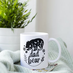 Papa Beer bloemenzwart en wit Koffiemok