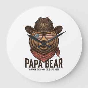Papa Beer Cowboy Beer Patriottische Vintage Vector Grote Klok