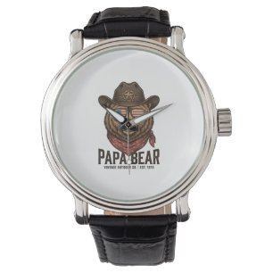 Papa Beer Cowboy Beer Patriottische Vintage Vector Horloge