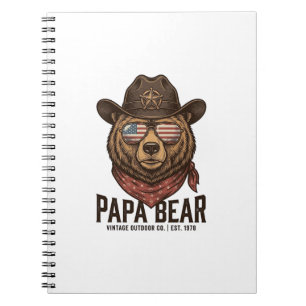 Papa Beer Cowboy Beer Patriottische Vintage Vector Notitieboek