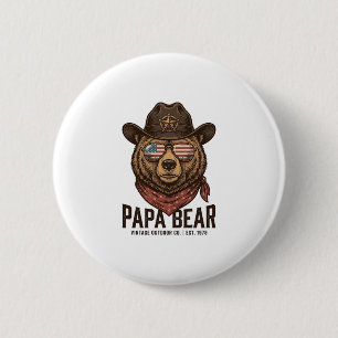 Papa Beer Cowboy Beer Patriottische Vintage Vector Ronde Button 5,7 Cm
