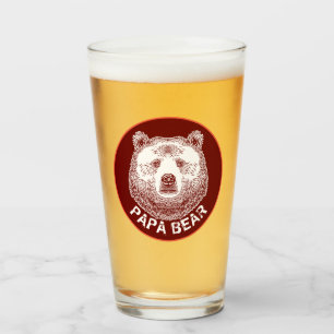 Papa Beer, Handgetekende Illustratie Glas