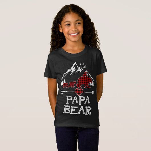 Papa Beer Kerstmis Pajama Red Pset Buffalo Desig T-shirt (Voorkant volledig)