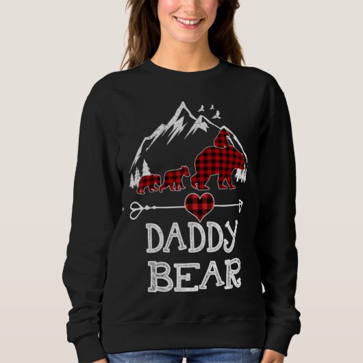 Papa Beer Kerstmis Pajama Red Pset Buffalo Fami Trui (Voorkant)